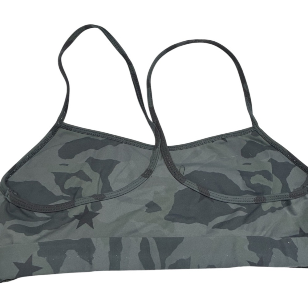 Monrow Green/Black Camo Star Print Sports Athleisure Workout Bra Small - Picture 5 of 6